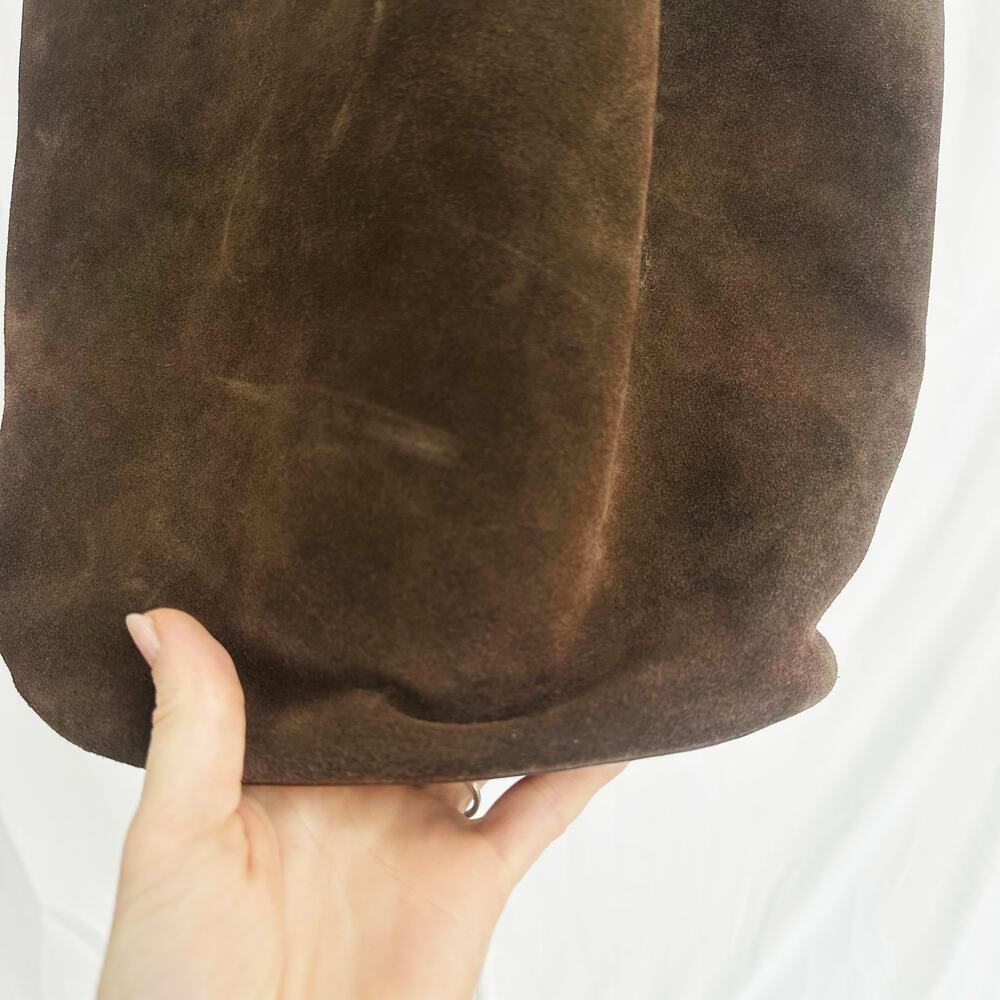 Khaite Tote Bag Lotus Suede Dark Brown Leather Shoulder Purse Large Scarf - Picture 8 of 12